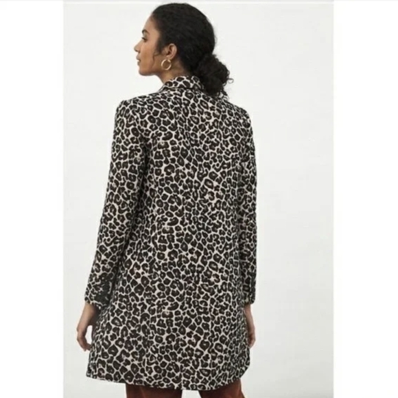 Anthropologie Leopard Print Contemporary Pea Coat Blazer Career Date Night 0 NWT - Picture 2 of 12